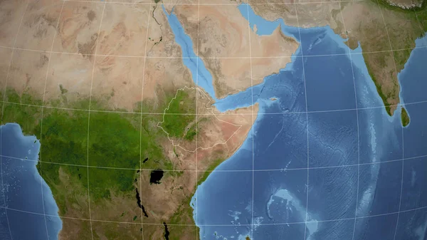 埃塞俄比亚 邻里关系 遥远的远景与国家的轮廓 卫星图像 — 图库照片