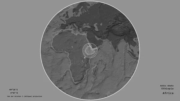 Gebiet Von Äthiopien Mit Einem Kreis Auf Der Großformatigen Landkarte — Stockfoto