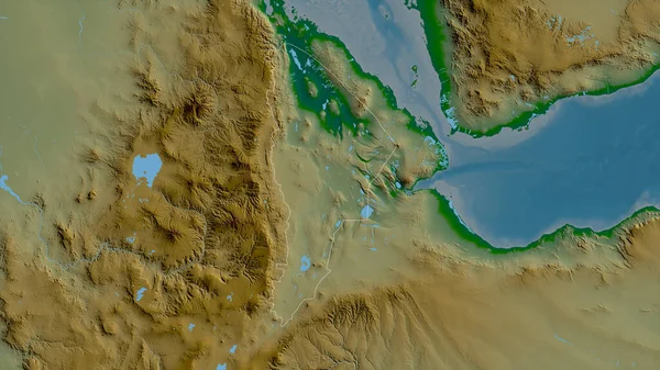 Afar State Ethiopia Colored Shader Data Lakes Rivers Shape Outlined — Stock Photo, Image