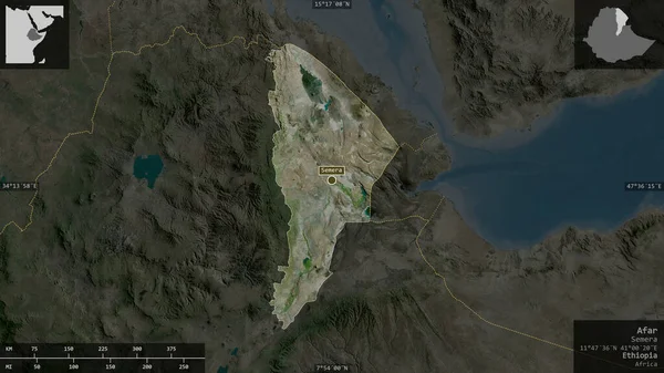 Afar Πολιτεία Της Αιθιοπίας Δορυφορικές Εικόνες Σχήμα Που Παρουσιάζεται Ενάντια — Φωτογραφία Αρχείου