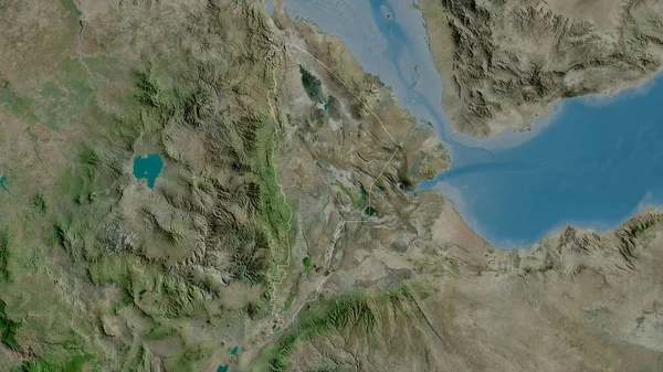 Långt Borta Etiopien Satellitbilder Form Som Skisseras Mot Dess Landområde — Stockfoto