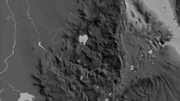 Amhara Estado Etiopía Mapa Escala Grises Con Lagos Ríos Forma — Foto de Stock