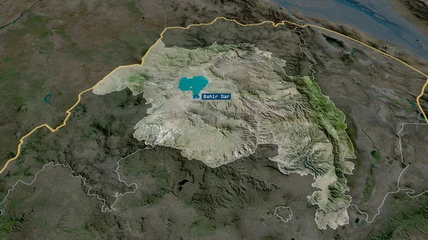 Amhara Estado Etiopía Ampliado Destacado Con Capital Imágenes Satélite Renderizado —  Fotos de Stock