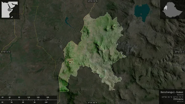 Беншангул Гумаз Штат Эфиопия Спутниковые Снимки Форма Представленная Территории Страны — стоковое фото