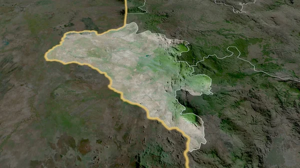 Gambela Peoples State Ethiopia Zoomed Highlighted Satellite Imagery Rendering — Stock Photo, Image