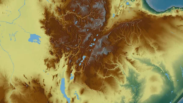 Oromia Stát Etiopie Barevná Úleva Jezery Řekami Tvar Rýsoval Jeho — Stock fotografie