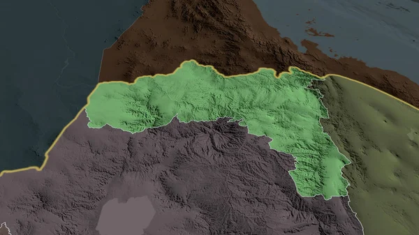 Tigray Staat Ethiopië Gezoomd Gemarkeerd Gekleurde Hobbelige Kaart Van Administratieve — Stockfoto