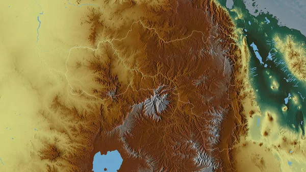 埃塞俄比亚的提格雷州五彩斑斓的湖泊和河流 形状与它的国家相对应 3D渲染 — 图库照片
