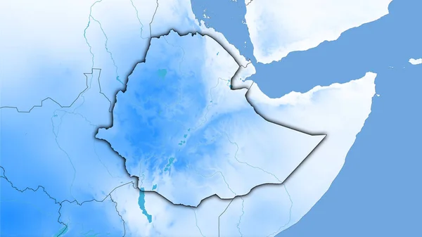 立体投影中的年降水量图上的埃塞俄比亚地区 暗光轮廓光栅层的原始成分 — 图库照片