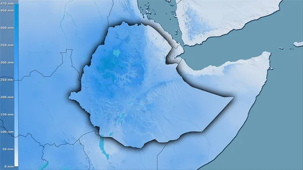 Nedbør Våteste Måned Innenfor Etiopia Området Den Stereografiske Projeksjonen Med – stockfoto