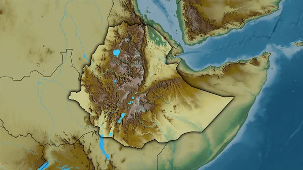 Etiopien Område Topografisk Relief Karta Stereografisk Projektion Sammansättning Raster Lager — Stockfoto