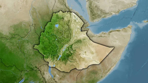 Αιθιοπία Περιοχή Στο Χάρτη Του Δορυφόρου Στην Στερεογραφική Προβολή Ακατέργαστη — Φωτογραφία Αρχείου