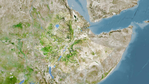 Ethiopia area on the satellite A map in the stereographic projection - raw composition of raster layers