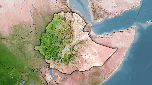 Αιθιοπία Περιοχή Στο Δορυφορικό Χάρτη Στην Στερεογραφική Προβολή Ακατέργαστη Σύνθεση — Φωτογραφία Αρχείου