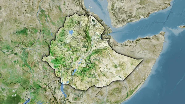 Uydu Haritasında Etiyopya Bölgesi Stereografik Projeksiyonda Koyu Parlak Çizgili Raster — Stok fotoğraf