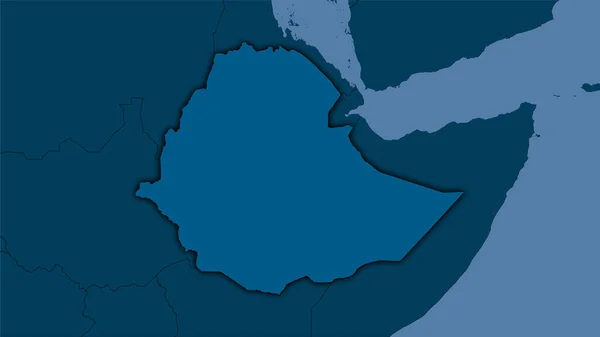 Äthiopien Gebiet Auf Der Soliden Landkarte Der Stereographischen Projektion Rohe — Stockfoto