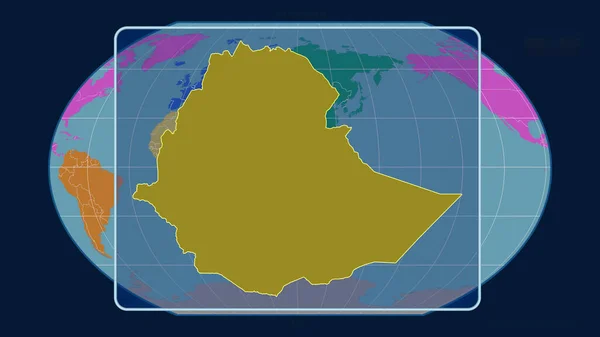 Etiópiára Való Tekintettel Kavrayskiy Projekcióban Egy Globális Térképpel Szemben Vázolt — Stock Fotó