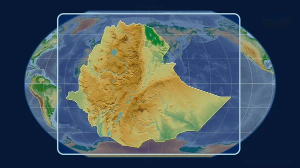 Zoomed View Ethiopia Outline Perspective Lines Global Map Kavrayskiy Projection — Stock Photo, Image