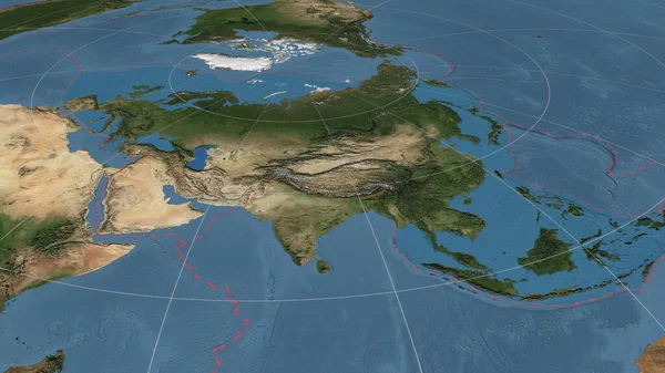 Eurasiann Tektoniska Plattan Förstorade Och Förstorade Den Globala Satellitbilder Azimuthal — Stockfoto
