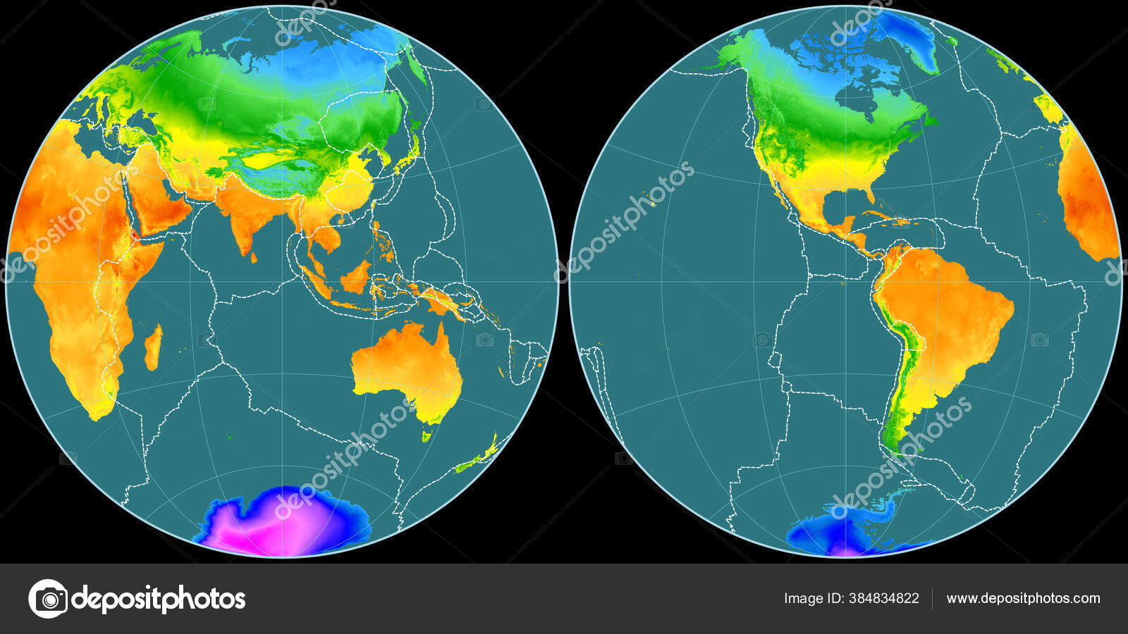 World Map Fournier Globular Projection Centered East Longitude Mean
