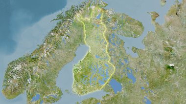 Uydu üzerinde Finlandiya bölgesi stereografik projeksiyonda bir harita - ışık yansıtan raster tabakalarının ham bileşimi