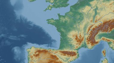 Fransa. Ülkenin yakın perspektifi, özet yok. topografik yardım haritası