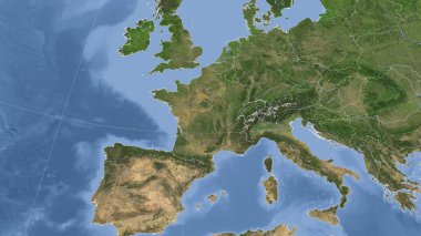 Fransa ve komşuları. Uzak eğimli perspektif - özet yok. uydu resimleri