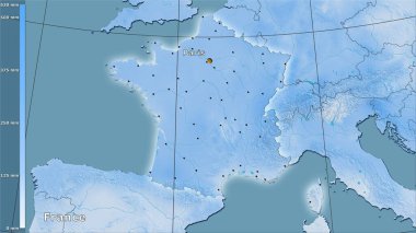 Fransa bölgesinin en kuru çeyreğinin efsanevi stereografik projeksiyonla yağışı - ana kompozisyon