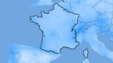 Stereografik projeksiyondaki yıllık yağış haritasında Fransa bölgesi - koyu parlak çizgili raster tabakalarının ham bileşimi
