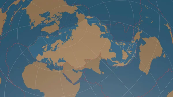 Евразийская Тектоническая Плита Рассматривает Глобальные Формы Маску Суши Океана Азимутальной — стоковое фото