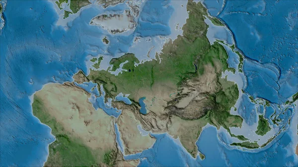 Eurázsiai Tektonikus Lemez Környéke Műholdon Map Van Der Grinten Projection — Stock Fotó