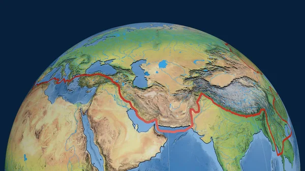 Євразійська Тектонічна Плита Була Викладена Земній Кулі Природна Топографічна Карта — стокове фото