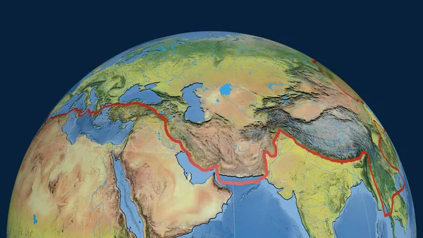 Євразійська Тектонічна Плита Була Викладена Земній Кулі Топографічна Карта Візуалізація — стокове фото