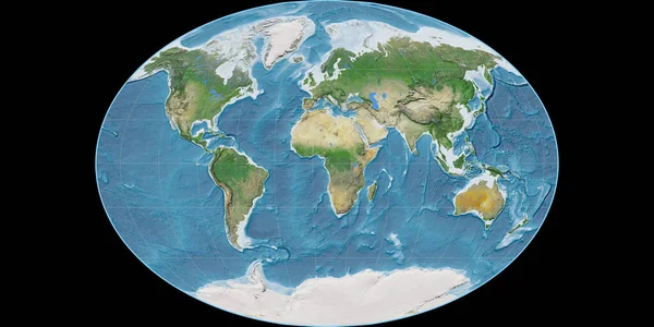 Mappa Del Mondo Nella Proiezione Fahey Centrata Longitudine Est Immagini — Foto Stock