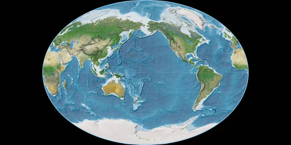 Světová Mapa Projekci Fahey Soustředila 170 Západní Délky Satelitní Snímky — Stock fotografie