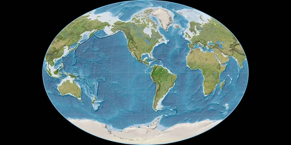 Světová Mapa Projekci Fahey Soustředila Západní Délky Satelitní Snímky Syrový — Stock fotografie