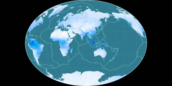 Fahey Projekció Világtérképe Keleti Hosszúság Fokára Összpontosult Átlagos Éves Csapadéktérkép — Stock Fotó