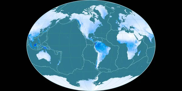 World Map Fahey Projection Centered West Longitude Mean Annual Precipitation — Stock Photo, Image