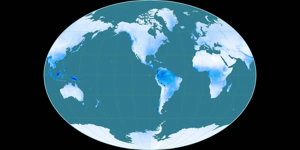 Mapa Świata Projekcji Faheya Skupiona Zachodniej Długości Geograficznej Średnia Roczna — Zdjęcie stockowe
