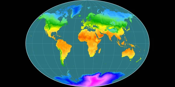 Světová Mapa Projekci Fahey Soustředila Východní Délky Průměrná Roční Teplotní — Stock fotografie