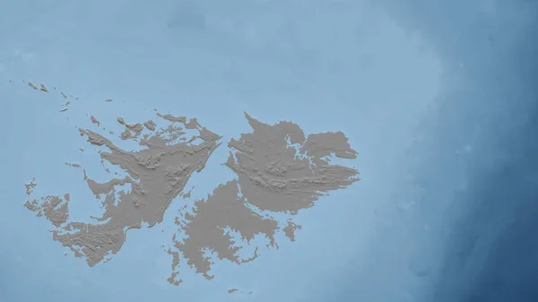 Falkland Szigetek Ország Közeli Perspektívája Vázlat Nélkül Szürkeárnyalat Magassági Térkép — Stock Fotó