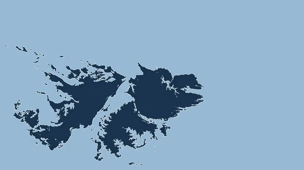 Falkland Islands Close Perspective Country Outline Shapes Only Land Ocean — Stock Photo, Image