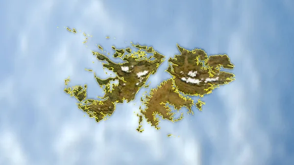 Обрисованные Фолклендские Острова Спутниковое Изображение Высокого Разрешения — стоковое фото
