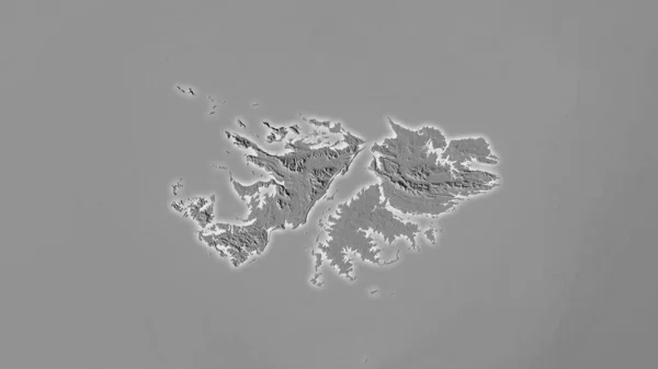 Zona Las Islas Malvinas Mapa Elevación Del Bilevel Proyección Estereográfica — Foto de Stock