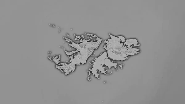 Територія Фолклендських Островів Карті Підвищення Сірого Масштабу Стереографічній Проекції Сира — стокове фото
