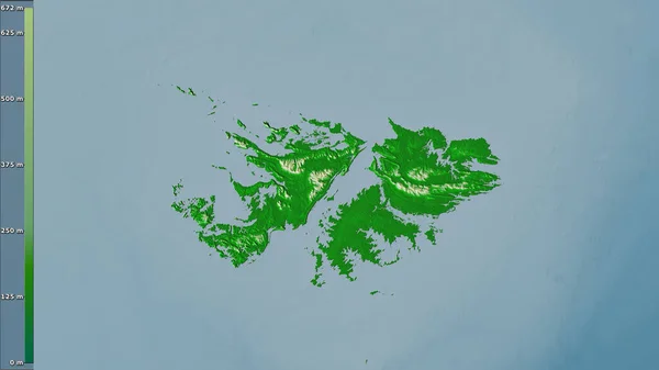 Carte Physique Dans Région Des Îles Malouines Dans Projection Stéréographique — Photo