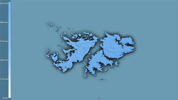 Jaarlijkse Neerslag Het Falklandeilanden Gebied Stereografische Projectie Met Legende Ruwe — Stockfoto