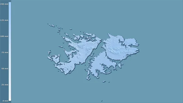 Falkland Adaları Bölgesindeki Soğuk Çeyrekliğin Yağışı Efsanevi Stereografik Projeksiyonla Raster — Stok fotoğraf