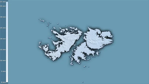 Precipitação Mês Mais Seco Dentro Área Das Ilhas Malvinas Projeção — Fotografia de Stock
