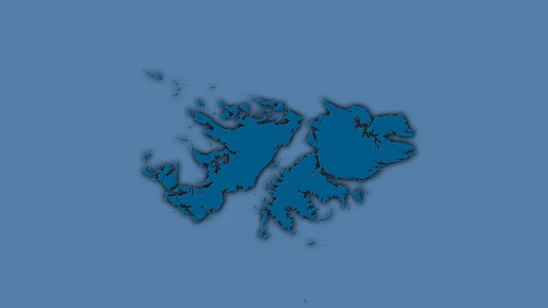 立体投影図のソリッドマップ上のフォークランド諸島エリア 暗い輝線の輪郭を持つラスター層の生の組成 — ストック写真